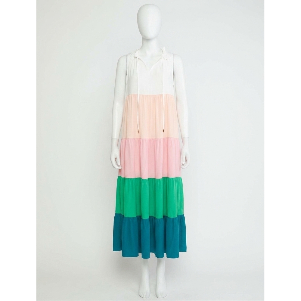 NEW ENTRO colorblock maxi dress in multi